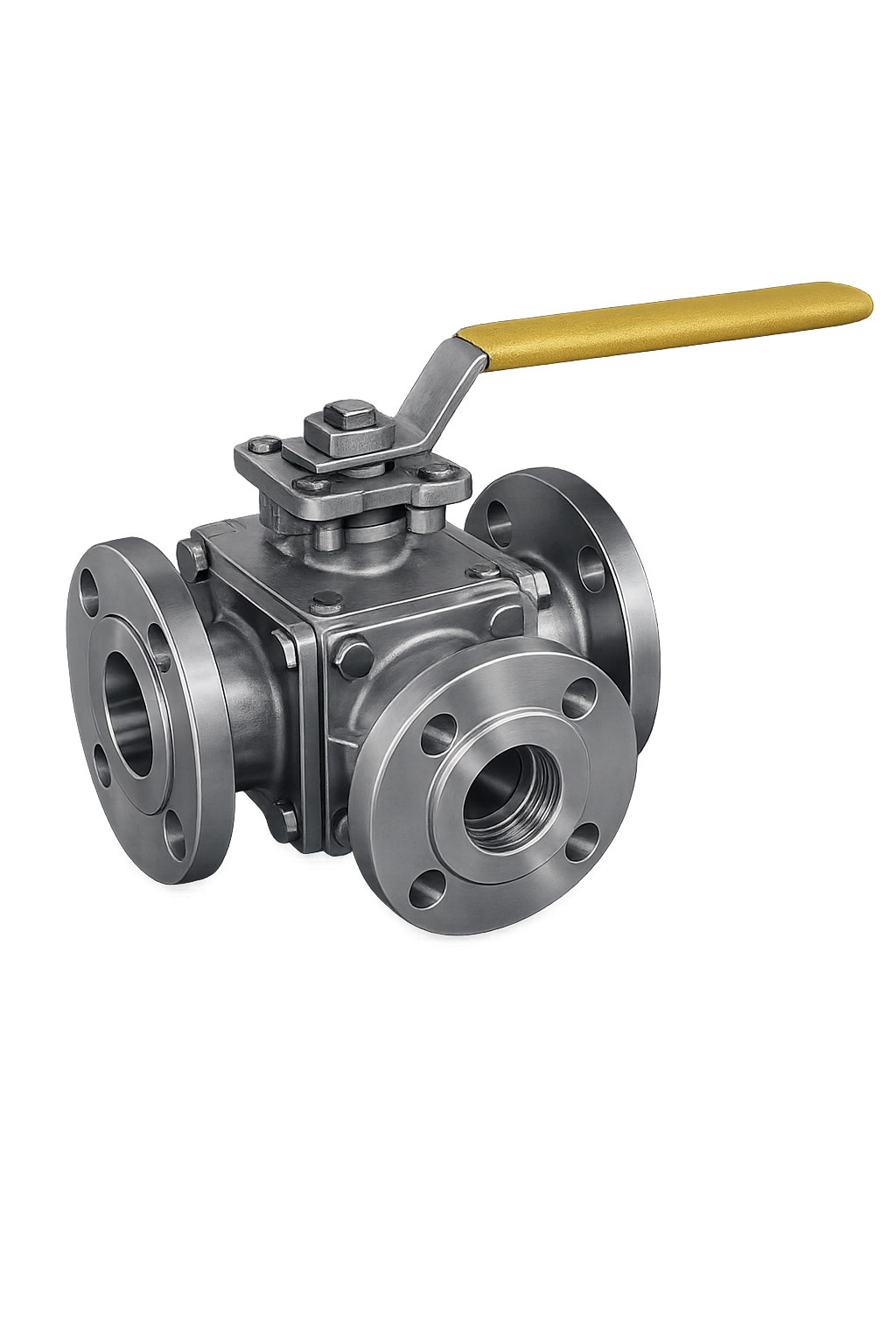3 Way Flanged Ball Valve with Mounting Pad